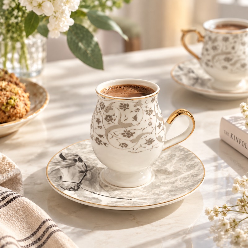 Juvia 6 Kişilik Porselen Kahve Fincan Takımı 80Ml 12731-3