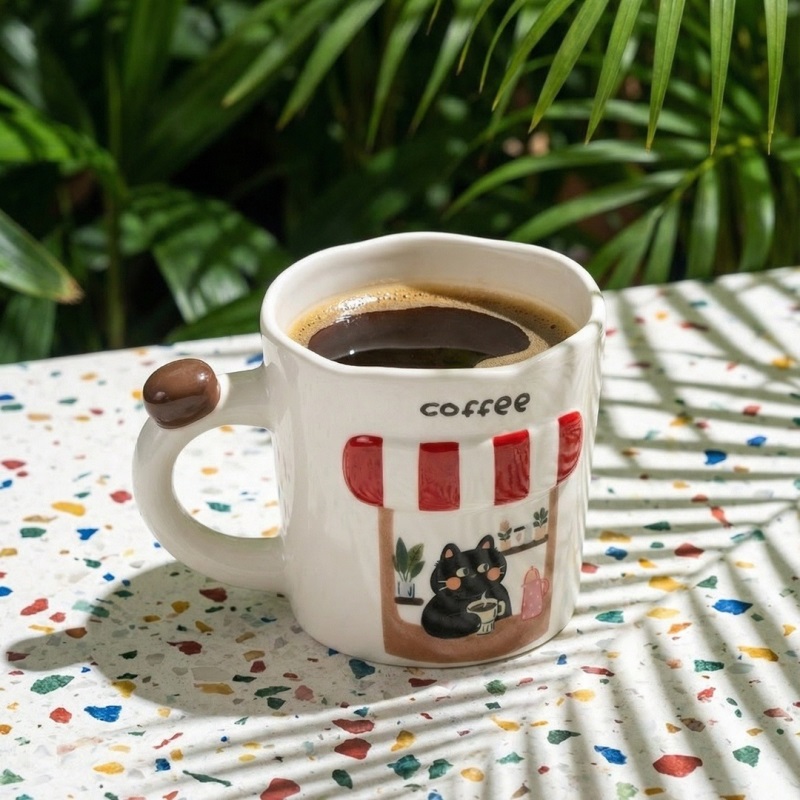 Acar Coffee Shop Seramik Kupa Black Cat 425Ml