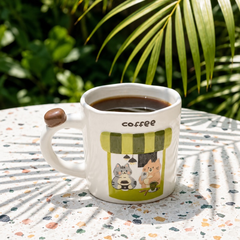 Acar Coffee Shop Seramik Kupa 425Ml Couple-Cat