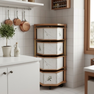 Luimera Ahsap 4 Katli Besgen Sebzelik Mermer-Zeytin