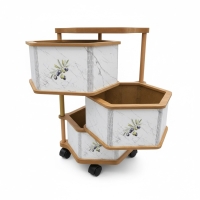 Luimera Ahsap 3 Katli Besgen Sebzelik Mermer-Zeytin