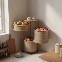 Luimera Ahsap 3 Lü Yuvarlak Vizon Patates Sogan Sarimsaklik