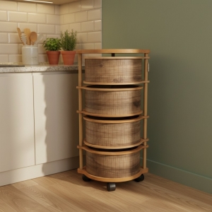 Luimera Ahsap 4 Lü Kemençe Yuvarlak Sebzelik