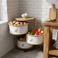 Luimera Ahsap Mermer-Zeytin 3Lü Yuvarlak Sebzelik