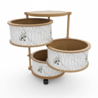 Luimera Ahsap Mermer-Zeytin 3Lü Yuvarlak Sebzelik