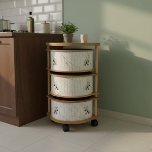 Luimera Ahsap Mermer-Zeytin 3Lü Yuvarlak Sebzelik