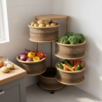 Luimera Ahsap Kemençe 5Li Yuvarlak Sebzelik