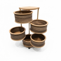 Luimera Ahsap Kemençe 5Li Yuvarlak Sebzelik