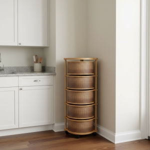 Luimera Ahsap Kemençe 5Li Yuvarlak Sebzelik