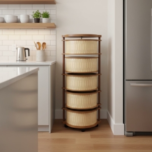 Luimera Ahsap Akça 5Li Yuvarlak Sebzelik