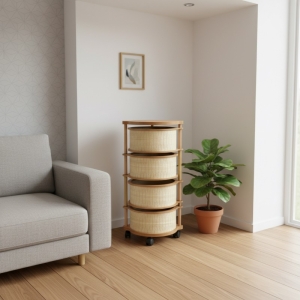 Luimera Ahsap Akça 4Lü Yuvarlak Sebzelik