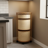 Luimera Ahsap Akça 3Lü Yuvarlak Patates Sogan Sarmisaklik