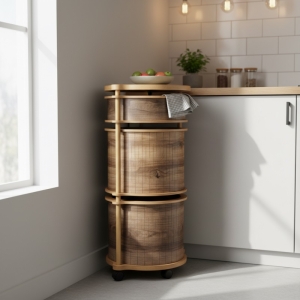 Luimera Ahsap Kemençe 3Lü Yuvarlak Patates Sogan Sarmisaklik