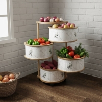 Luimera Ahsap Mermer-Zeytin 4Lü Yuvarlak Sebzelik