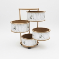 Luimera Ahsap Mermer-Zeytin 4Lü Yuvarlak Sebzelik