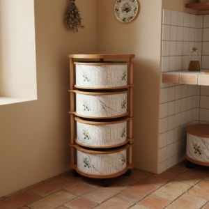 Luimera Ahsap Mermer-Zeytin 4Lü Yuvarlak Sebzelik