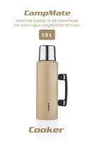 Cooker Kulplu Çelik Termos Bej 1,5 Lt