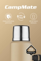 Cooker Kulplu Çelik Termos Bej 1,5 Lt