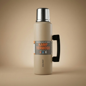 Cooker Kulplu Çelik Termos Bej 1,5 Lt