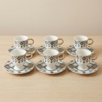 Juvia 6 Kisilik Porselen Kahve Fincan Takimi 90Ml Juv12730-4