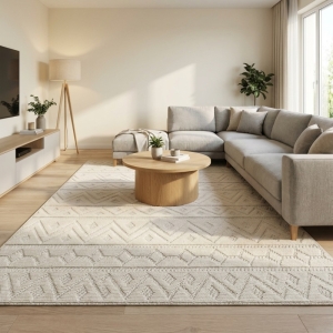 My Evilla Polton Zigzag Hali Krem 160X230cm