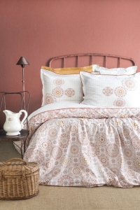 Apricitas Celeste Mercan Çift Kisilik Ranforce Nevresim Takimi