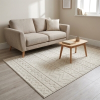 My Evilla Polton Zigzag Hali Krem 120X180cm