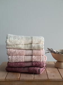 6'Lı Lotus Ekru/Blush/Gül Kurusu Havlu Seti 50x90 CM