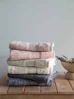 6'Lı Lotus Ekru/Blush/Koyu Gri Havlu Seti 50x90 CM