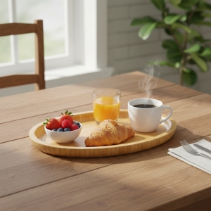 Bambu Oval Sunumluk Küçük Boy