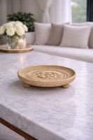 Luimera Küçük Hasir Yuvarlak Dekoratf Tabak Beyaz 23X23cm