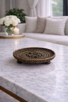 Luimera Küçük Hasir Yuvarlak Dekoratif Tabak Siyah 23X23cm