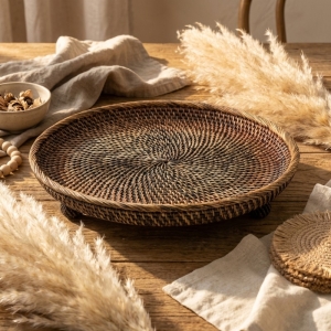 Luimera Büyük Hasir Yuvarlak Dekoratif Tabak Dk 30X30cm