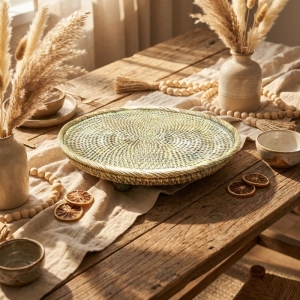 Luimera Büyük Hasir Yuvarlak Dekoratif Tabak Kf 30X30cm