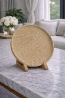 Luimera Büyük Hasir Yuvarlak Dekoratif Tabak Beyaz 30X30cm