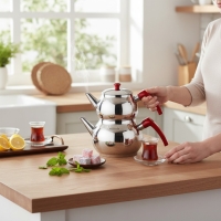 Akdeniz Mini Boy Küre Çaydanlik Takimi Bakalit Kulp