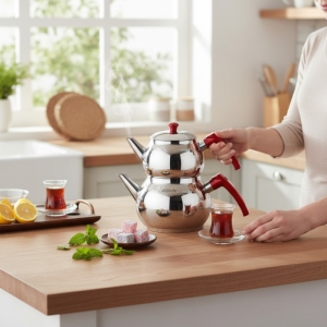 Akdeniz Mini Boy Küre Çaydanlik Takimi Bakalit Kulp