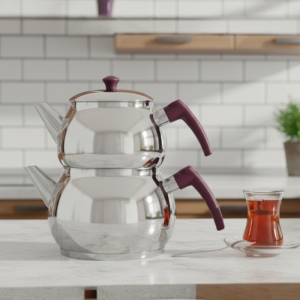 Akdeniz Aile Boy Küre Çaydanlik Takimi Bakalit Kulp