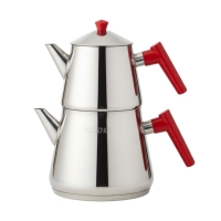 Akdeniz Piramit Orta Boy Çaydanlik Takimi Bakalit Kulp