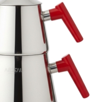 Akdeniz Piramit Orta Boy Çaydanlik Takimi Bakalit Kulp