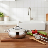 Oms 28X10cm Çelik Kapak Basik Tencere