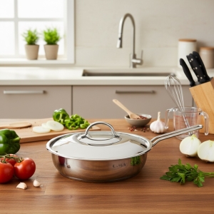 Oms 22 X 6 Cm Tek Kulp Çelik Tava (Kapakli)