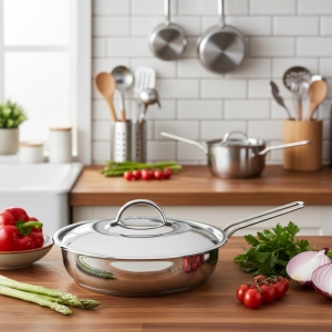 Oms 24 X 6 Cm Tek Kulp Çelik Tava (Kapakli)