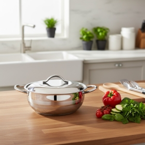 Oms 24 X 8 Cm Çelik Kapak Basik Tencere