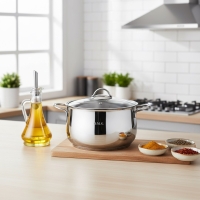 Oms 16X10cm Cam Kapak Derin Tencere