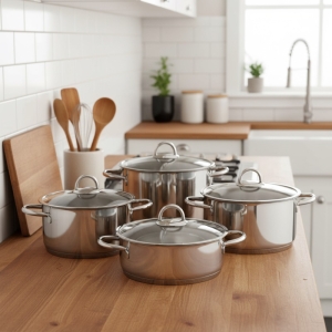 Oms Silindir 8 Prç Çelik Tencere Seti