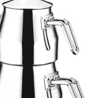 Oms 4Pcs Çelik Çaydanlik 8103 Xl Maxi Boy. (Çelik Sapli)