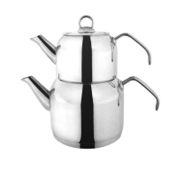 Oms - 4 Pcs Çaydanlik Takimi - Mega Boy - Sade - Çelik Sap