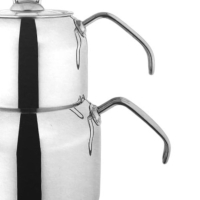 Oms - 4 Pcs Çaydanlik Takimi - Mega Boy - Sade - Çelik Sap