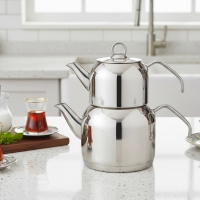 Oms - 4 Pcs Çaydanlik Takimi - Mega Boy - Sade - Çelik Sap